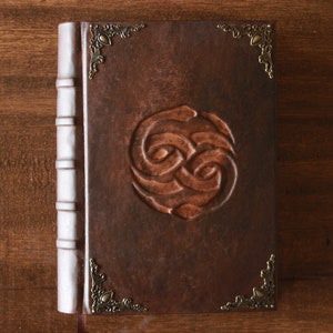 Neverending story grimoire, Leather journal, Handmade sketchbook, Spell book, Book of shadows, dnd Notebook, leather cover, Birthday gift