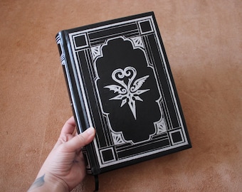 Kingdom hearts leather grimoire journal, Black handmade sketchbook, DND Notebook, spell book , Book of shadows, unique gift for book lover