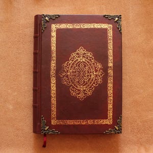 Diario de cuero Grimoire, Arte medieval, Cuaderno DND, Libro de hechizos, Libro rojo, Libro de las sombras, Cuaderno de bocetos hecho a mano, Magia práctica
