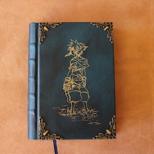 Kingdom hearts Grimoire Leather journal, DND Notebook, Spell book, Handmade blue sketchbook, custom cover personalized, gift for book lover