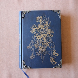 Kingdom hearts Grimoire Leather journal, Blue large size book, Keyblade, Handmade sketchbook, DND Notebook, spellbook, unique Birthday gifts