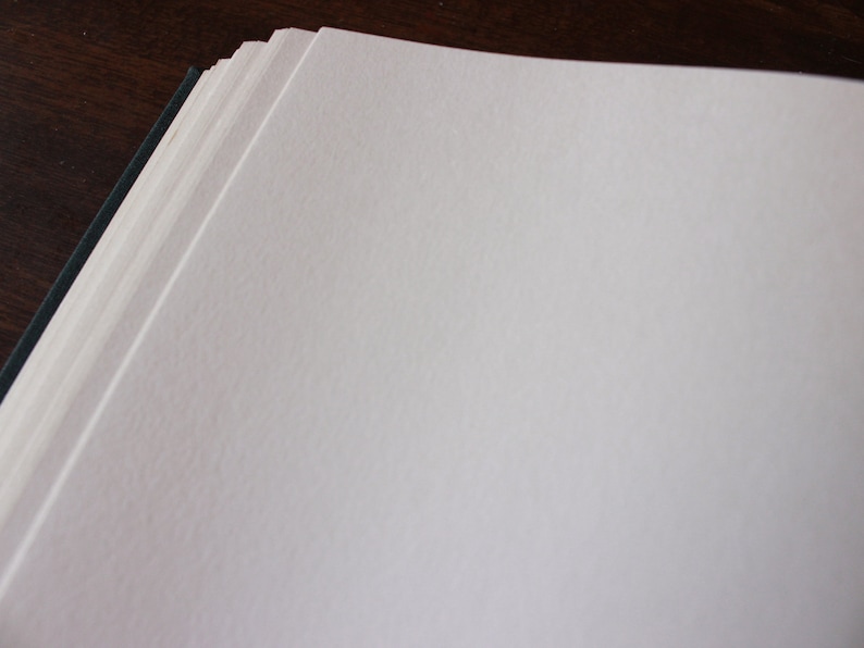 K&ouml;nnte beinhalten: Ein leeres, wei&szlig;es Papier-Notizbuch mit einem dunkelgr&uuml;nen Einband. Das Notizbuch ist ge&ouml;ffnet und die Seiten sind leer.