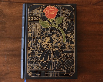 Die Schöne und das Biest Disney Grimoire Lederbuch, handgefertigtes Skizzenbuch, Notizbuch Zauberbuch, Blaues Buch, Buch der Schatten, Geburtstagsgeschenke
