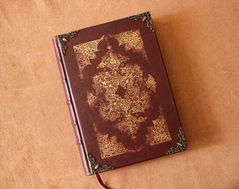 Grimoire Leather journal, Medieval art, dnd notebook,  Spell book, Red book, Book of shadows, Handmade sketchbook, Practical magic