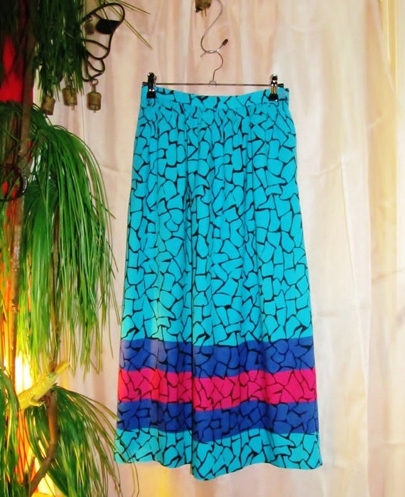 vintage 70s Blues /& Pinks Sweet Wool Skirt XS S