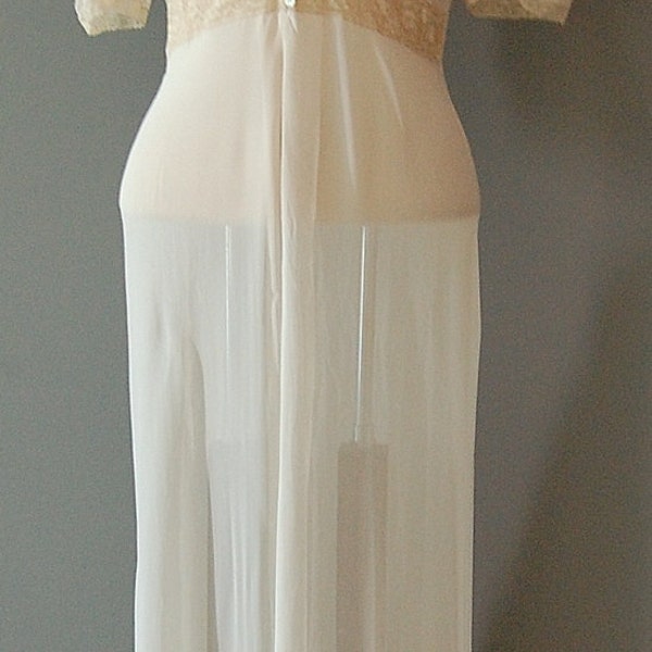 Vintage 40s Ethereal Sheer Dressing Robe--FREE Shipping in the US