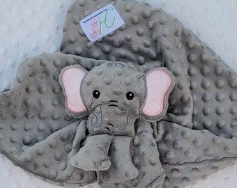 Elephant Lovie ~ Custom Animal Lovie ~ Personalized Security Blanket ~ Personalized Baby Gift ~ Embroidered Lovie ~ Lovey ~ Woobie ~ Minky