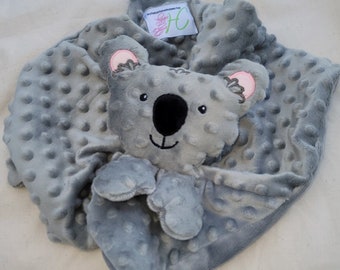 Koala Lovie ~ Custom Animal Lovie ~ Personalized Security Blanket ~ Personalized Baby Gift ~ Embroidered Lovie ~ Lovey ~ Woobie ~ Minky