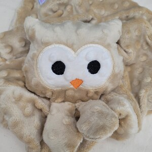 Owl Lovie Animal Lovie Personalized Security Blanket Personalized Baby Gift Embroidered Lovie Lovey Woobie Minky image 9