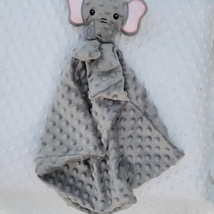 Elephant Lovie Custom Animal Lovie Personalized Security Blanket Personalized Baby Gift Embroidered Lovie Lovey Woobie Minky Bild 4