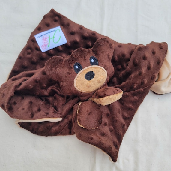 Bear Lovie Animal Lovie Personalized Security Blanket Personalized Baby Gift Embroidered Lovie Lovey Woobie Minky Etsy