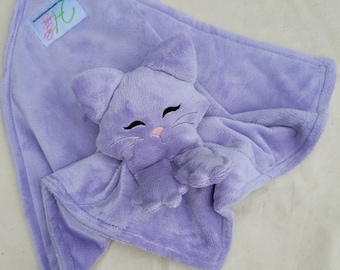 Adorable Handmade Kitten Woobie Lovey | Animal Lovie | Personalized Minky Baby Blanket | Soft Cat Security Blanket