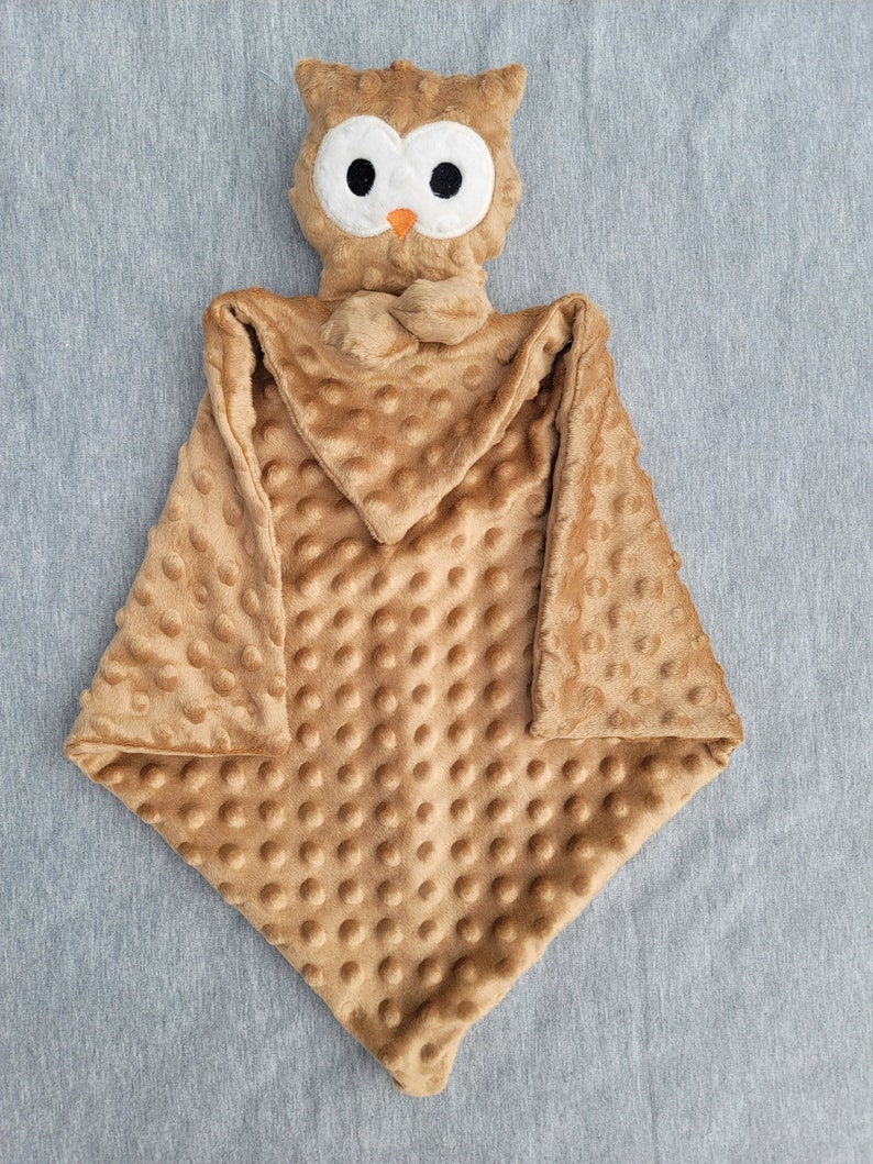 Owl Lovie Animal Lovie Personalized Security Blanket Personalized Baby Gift Embroidered Lovie Lovey Woobie Minky image 4