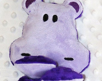 Hippo Lovie ~ Animal Lovie ~ Personalized Security Blanket ~ Personalized Baby Gift ~ Embroidered Lovie ~ Lovey ~ Woobie ~ Minky