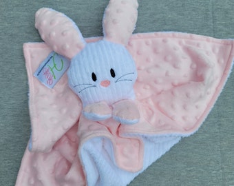 Bunny Lovie ~ Animal Lovie ~ Personalized Security Blanket ~ Personalized Baby Gift ~ Embroidered Lovie ~ Lovey ~ Woobie ~ Minky