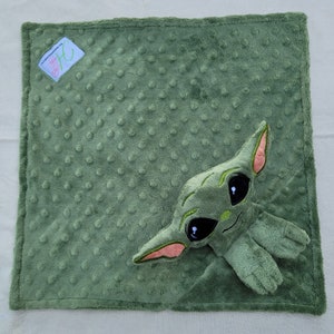 Baby Yoda Inspired Lovie Grogu Inspired Lovie Personalized Security Blanket Personalized Baby Lovey Woobie Minky image 8