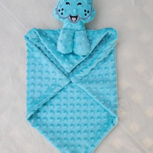 Manatee Lovie Custom Animal Lovie Personalized Security Blanket Personalized Baby Gift Embroidered Lovie Lovey Woobie Minky image 4