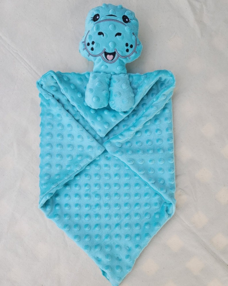 Manatee Lovie Custom Animal Lovie Personalized Security Blanket Personalized Baby Gift Embroidered Lovie Lovey Woobie Minky image 4