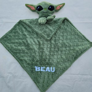 Baby Yoda Inspired Lovie Grogu Inspired Lovie Personalized Security Blanket Personalized Baby Lovey Woobie Minky image 7