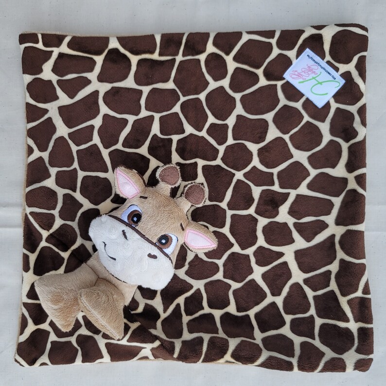 Giraffe Lovie Custom Animal Lovie Personalized Security Blanket Personalized Baby Gift Embroidered Lovie Lovey Woobie Minky image 8