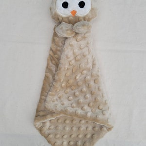 Owl Lovie Animal Lovie Personalized Security Blanket Personalized Baby Gift Embroidered Lovie Lovey Woobie Minky image 3