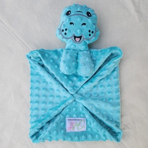 Manatee Lovie Custom Animal Lovie Personalized Security Blanket Personalized Baby Gift Embroidered Lovie Lovey Woobie Minky image 3