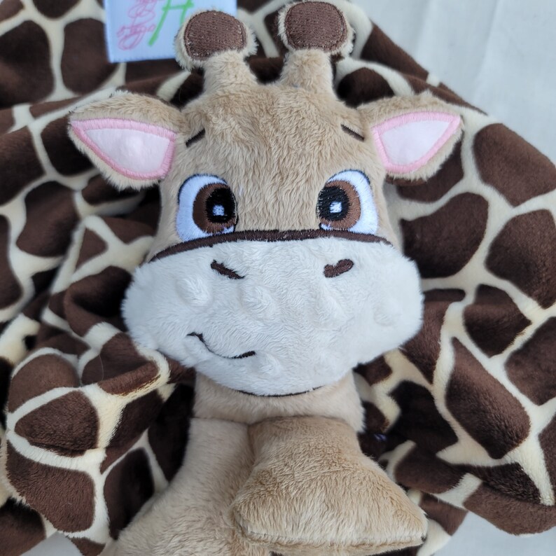 Giraffe Lovie Custom Animal Lovie Personalized Security Blanket Personalized Baby Gift Embroidered Lovie Lovey Woobie Minky image 2