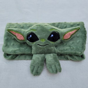 Baby Yoda Inspired Lovie Grogu Inspired Lovie Personalized Security Blanket Personalized Baby Lovey Woobie Minky image 3