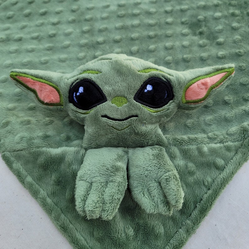 Baby Yoda Inspired Lovie Grogu Inspired Lovie Personalized Security Blanket Personalized Baby Lovey Woobie Minky image 9