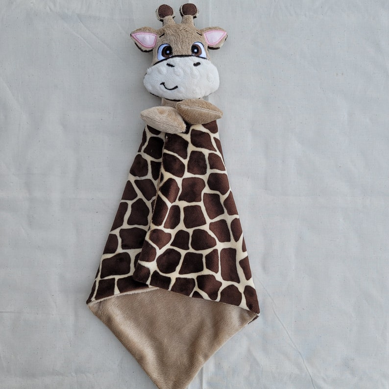 Giraffe Lovie Custom Animal Lovie Personalized Security Blanket Personalized Baby Gift Embroidered Lovie Lovey Woobie Minky image 7