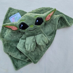 Baby Yoda Inspired Lovie Grogu Inspired Lovie Personalized Security Blanket Personalized Baby Lovey Woobie Minky image 1