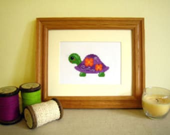 Cute floral turtle - Modern cross stitch pattern PDF instant download