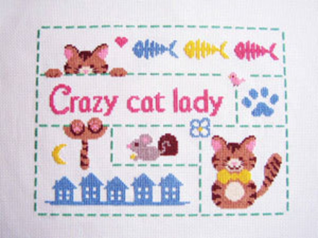 Crazy Cat Lady Modern Cross Stitch Pattern for Cat Lover PDF Instant ...