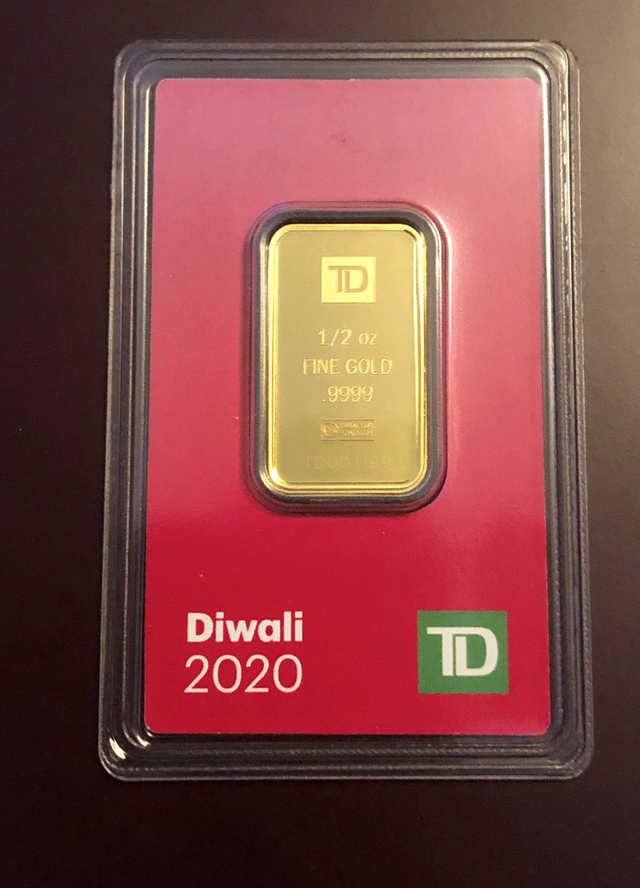 TD Diwali 1/2 Oz .9999 Gold Bar Etsy