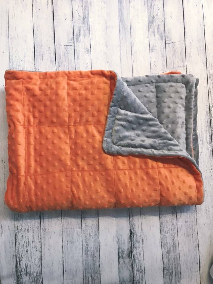 Weighted blanket Grey/orange minky 35X40 & 40X60 adult child Etsy