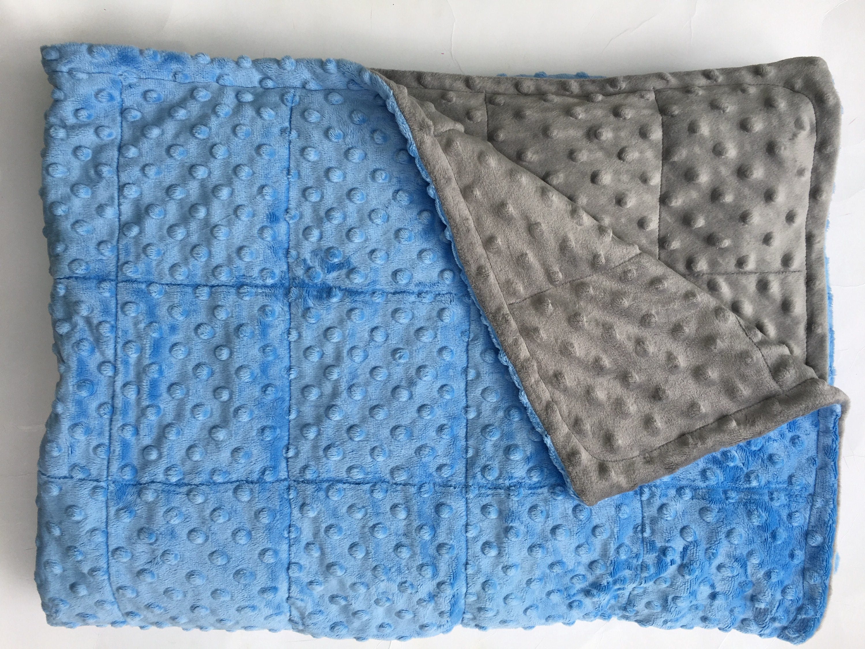 Weighted blanket Grey/sky blue minky Anxiety Autism Adhd Sleep Etsy