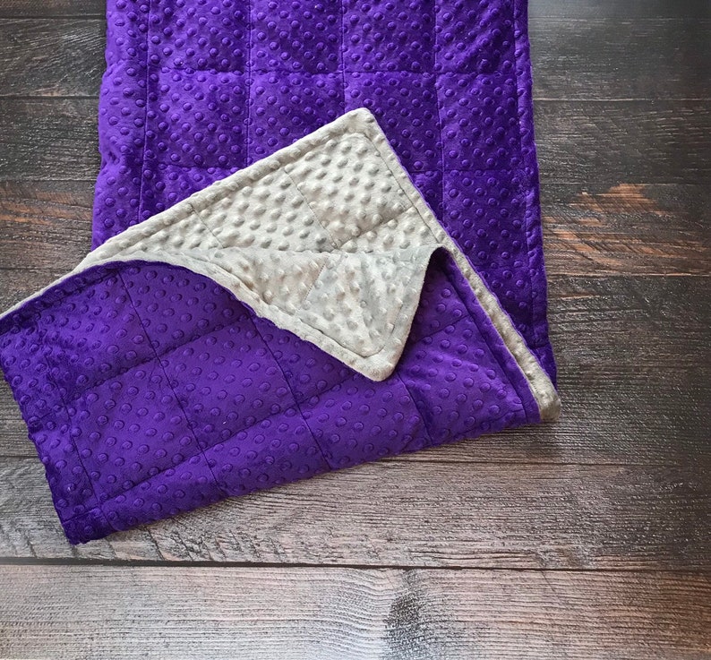 Weighted blanket. Purple/Grey minky weighted blanket. | Etsy