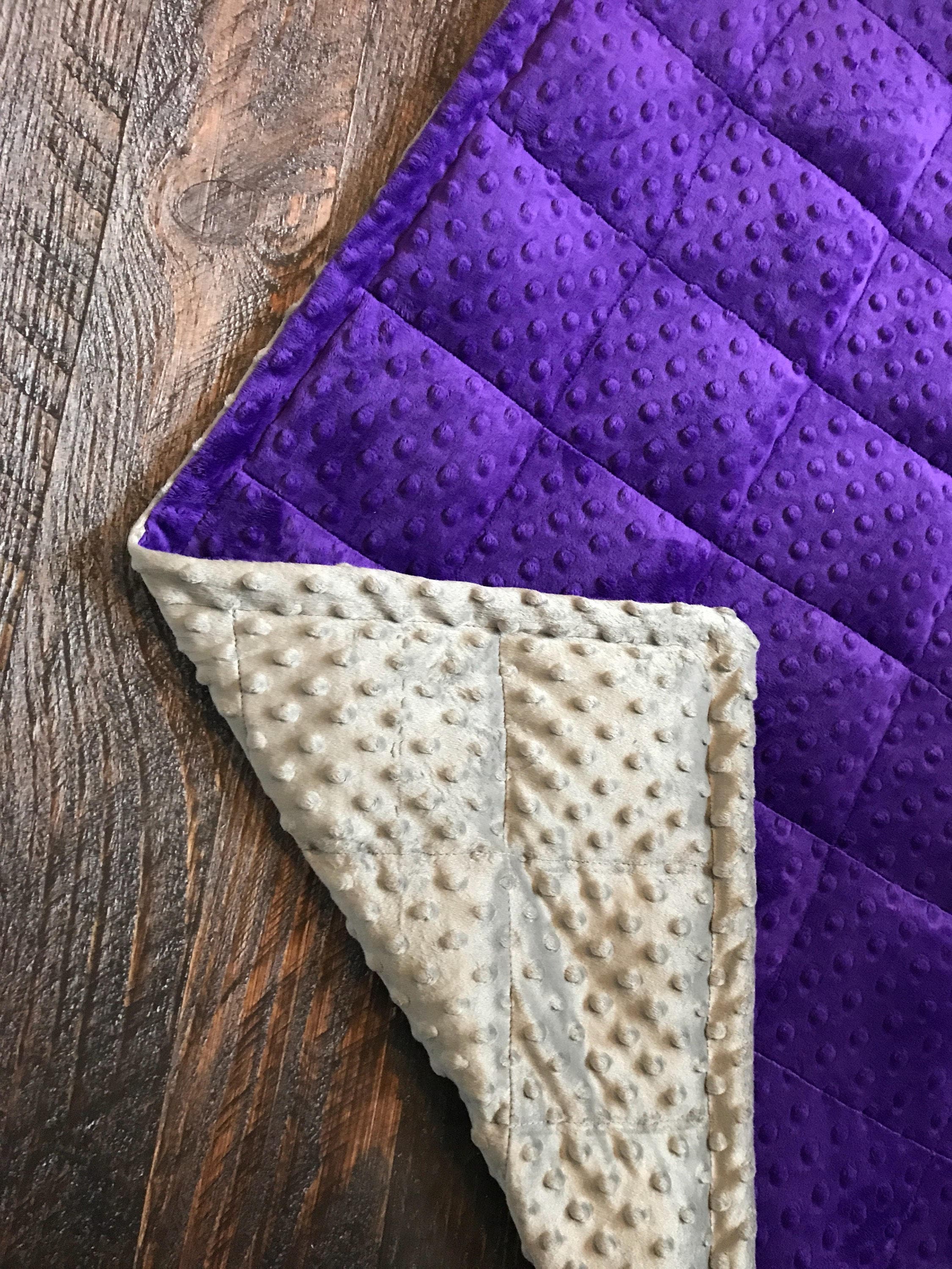 Weighted blanket. Purple/Grey minky weighted blanket. Etsy
