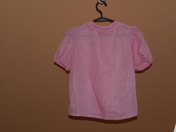 Original Vintage Pink  Girls Blouse Shirt Retro b… - image 3