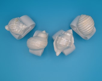 Vintage Amram's Ceramic Seashell Napkin Holders | 4 Piece Set