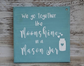 Hand Painted Wedding Sign on Canvas, Moonshine and Mason Jars