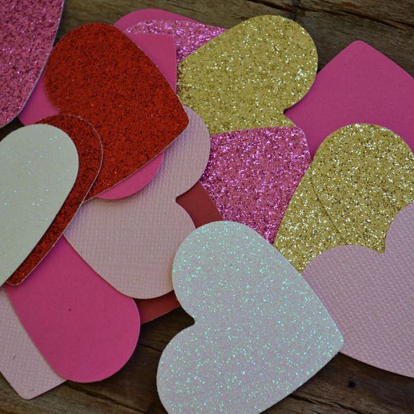 Large Valentine's Day Confetti Heart Punches, Heart Cut Outs, Scrapbooking, Embellishments (2") | 50 Pieces