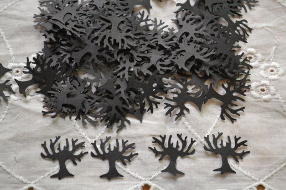 Halloween Spooky Tree Craft Punches, Halloween Die Cuts, Halloween Party Decor, Halloween Wedding Confetti (3/4") | 100 Pieces