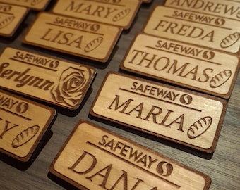 Personalized wood name tag