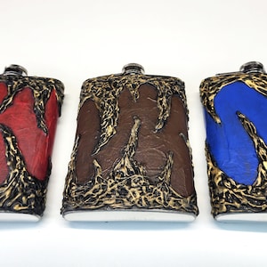 Dragonhide Flask - Red, Brown, or Blue with Gold