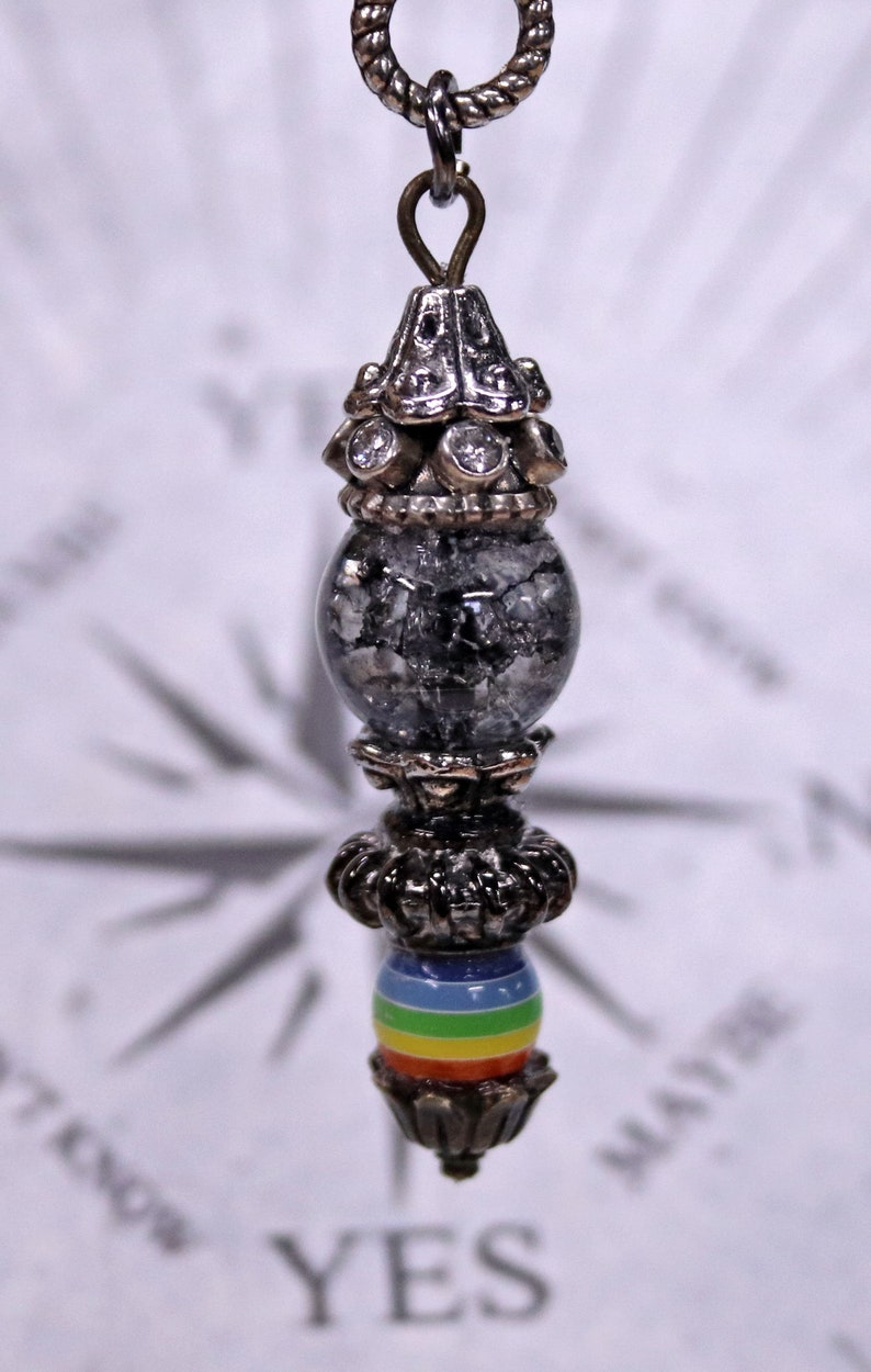 Divination Pendulum Necklace Rainbow & Crackled Glass Beads Etsy