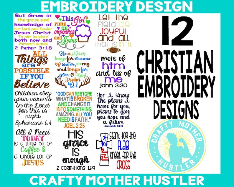 Christian Embroidery Bible Verse Embroidery Design Collection Etsy