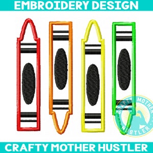 Crayon Applique, crayon designs, back to school, crayon embroidery, embroidery designs, for 4x4 and 5x7 hoops