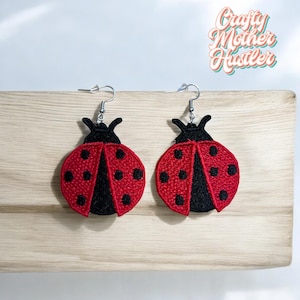 Freestanding Lace Ladybug Earrings: ITH Embroidery Design (4x4 Hoops)