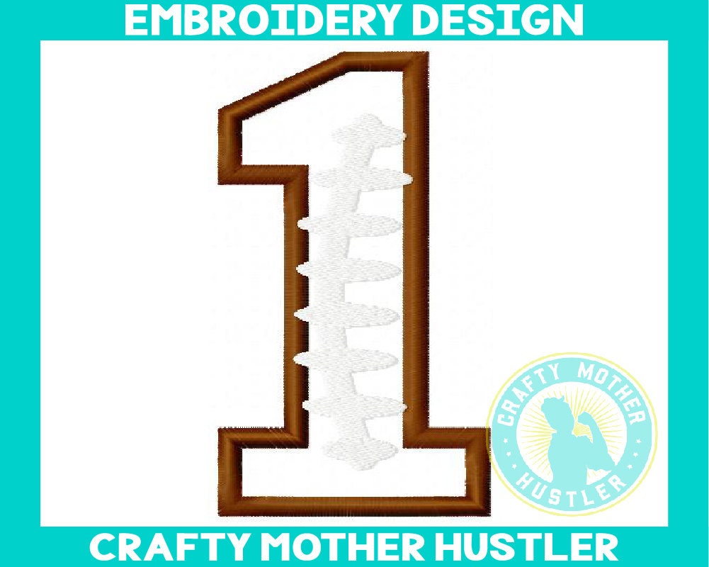 Football Number 1 Embroidery Design Applique Football One | Etsy